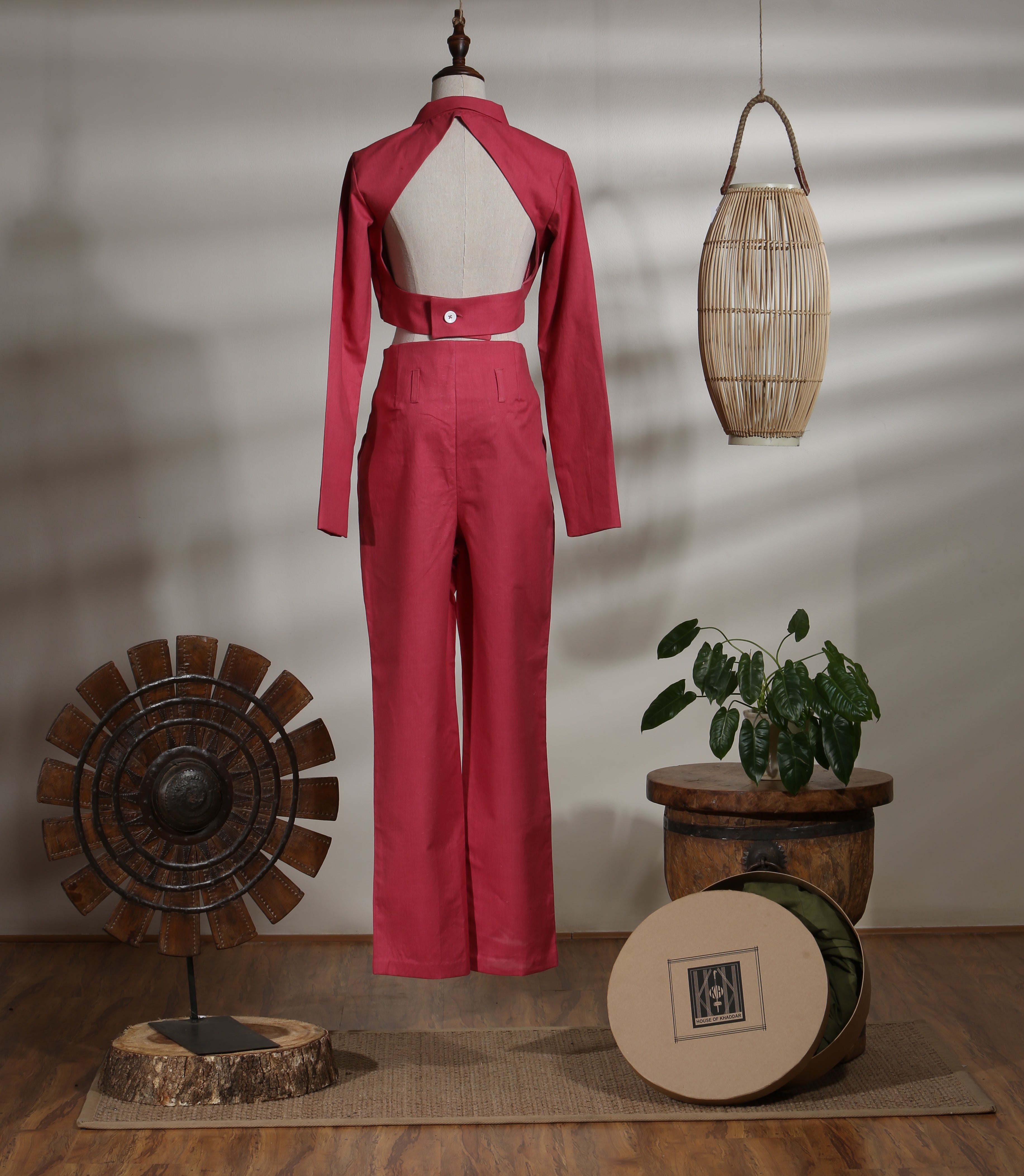 CROPPED WRAP JACKET WITH PLEATED PANTS - FRUIT DOVE