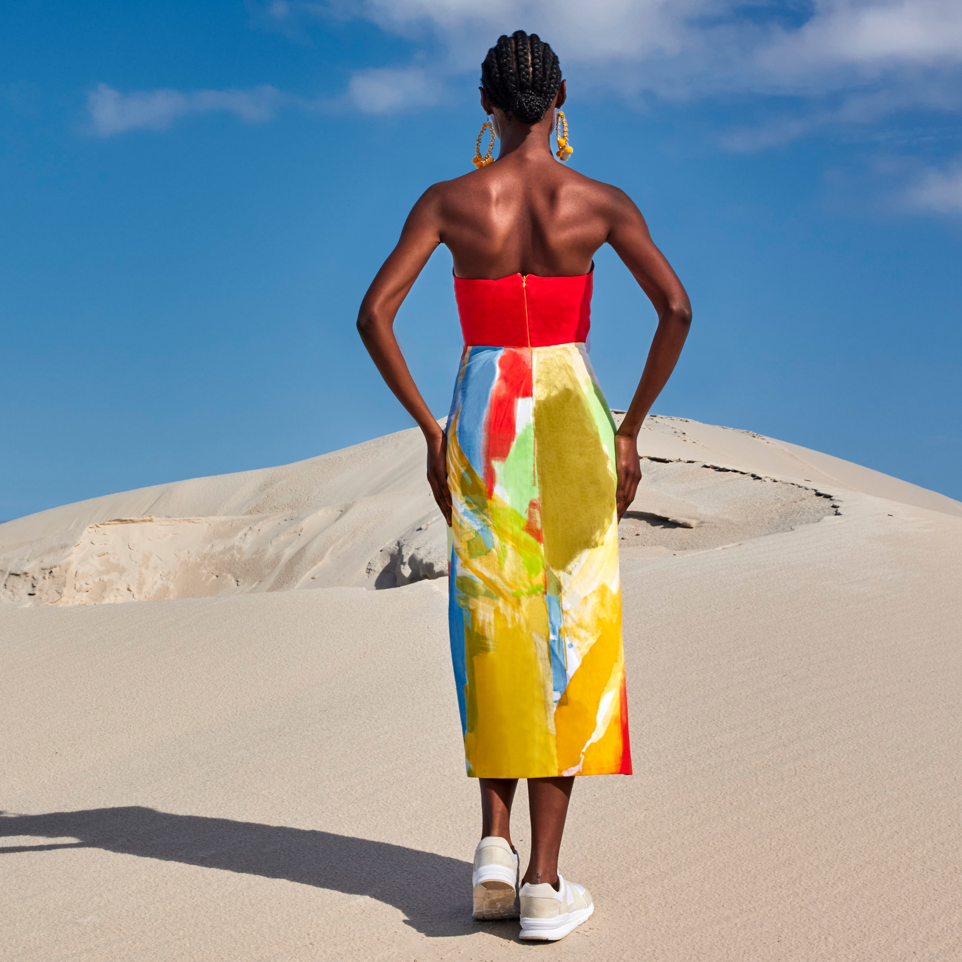 HAND PAINTED CHAOS MIDI DRESS