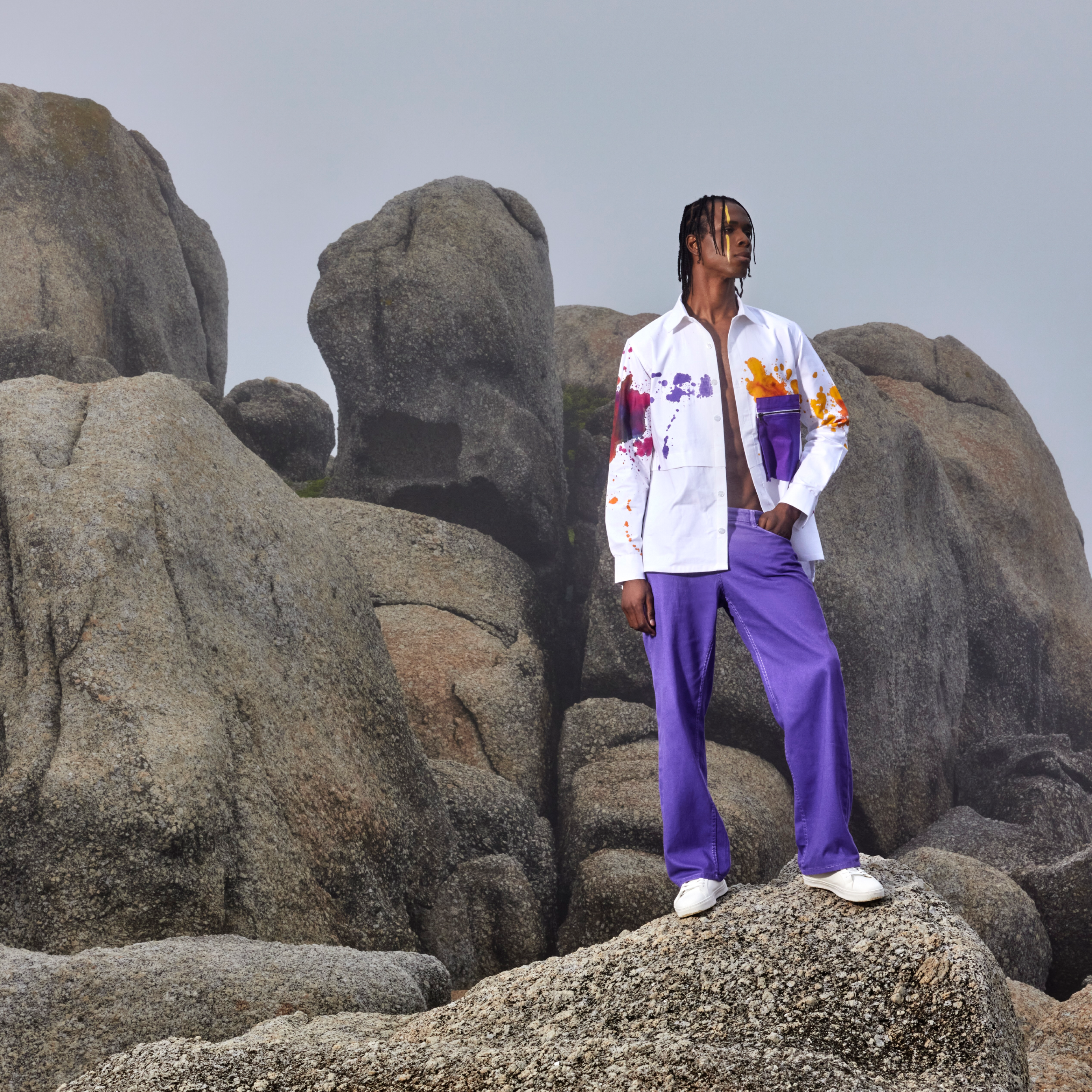 PAINT SPLATTER SHIRT AND PARACHUTE TROUSERS