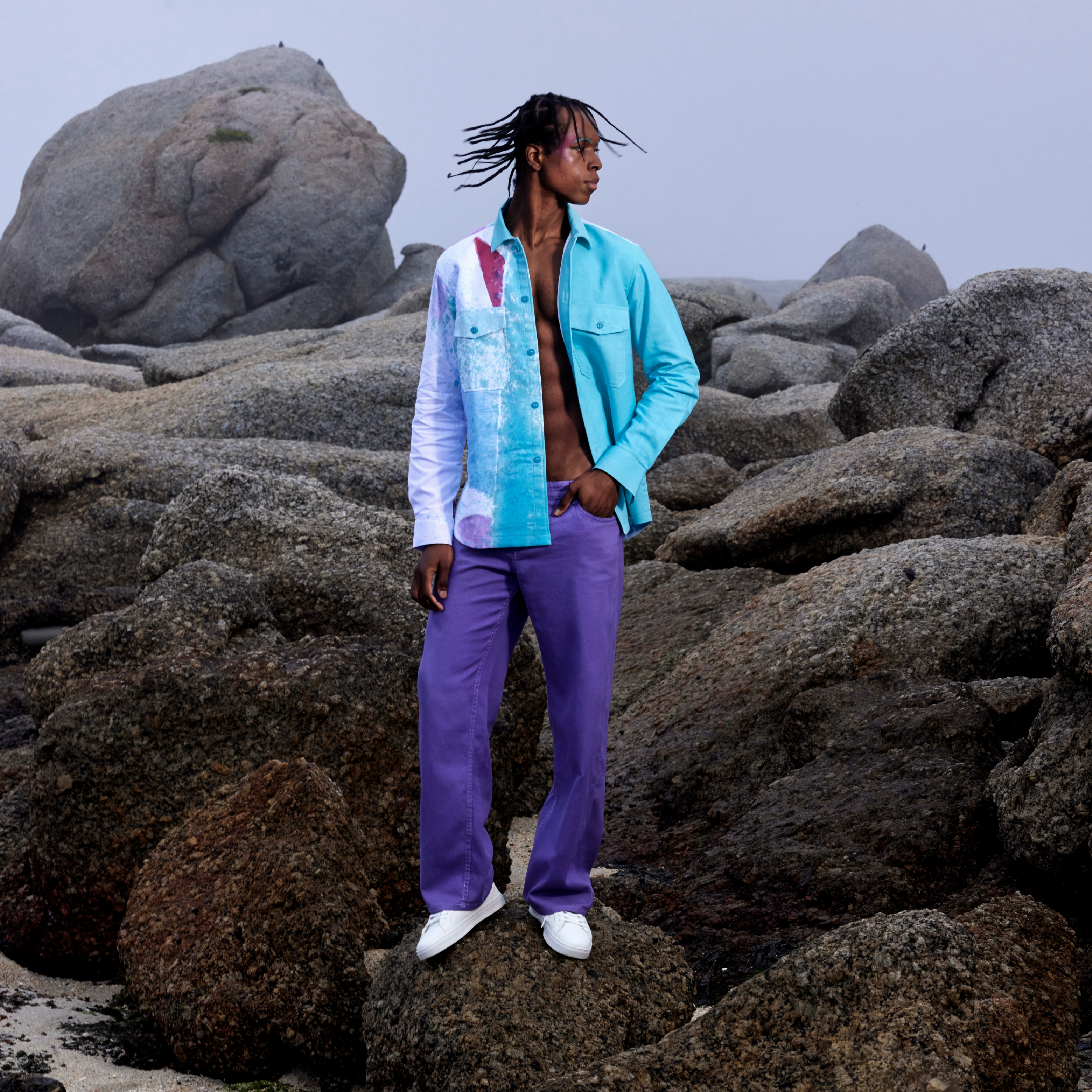 HAND PAINTED CHAOS SHIRT AND PARACHUTE TROUSERS