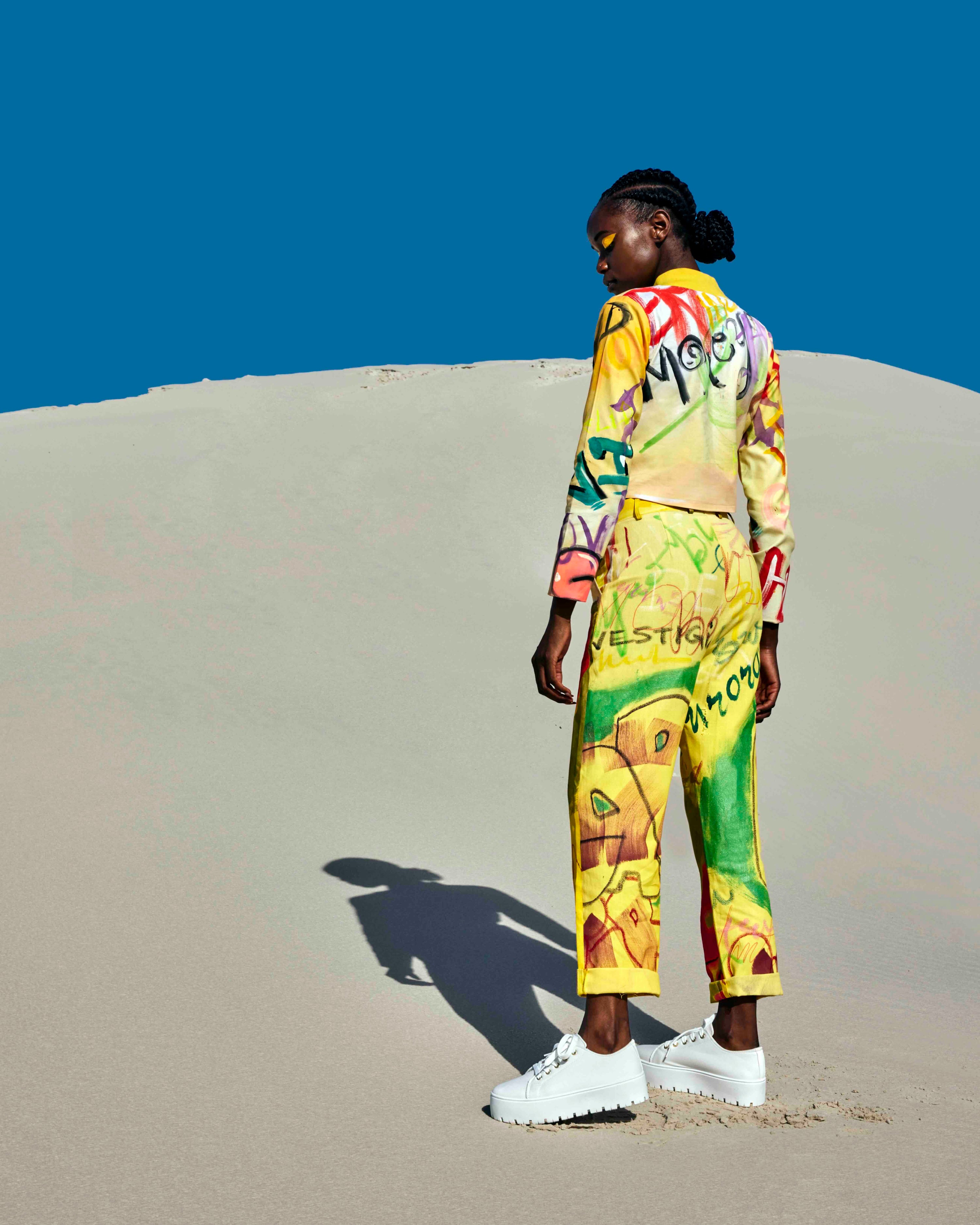 HAND PAINTED CHAOS GRAFFITI CROP JACKET AND PANT