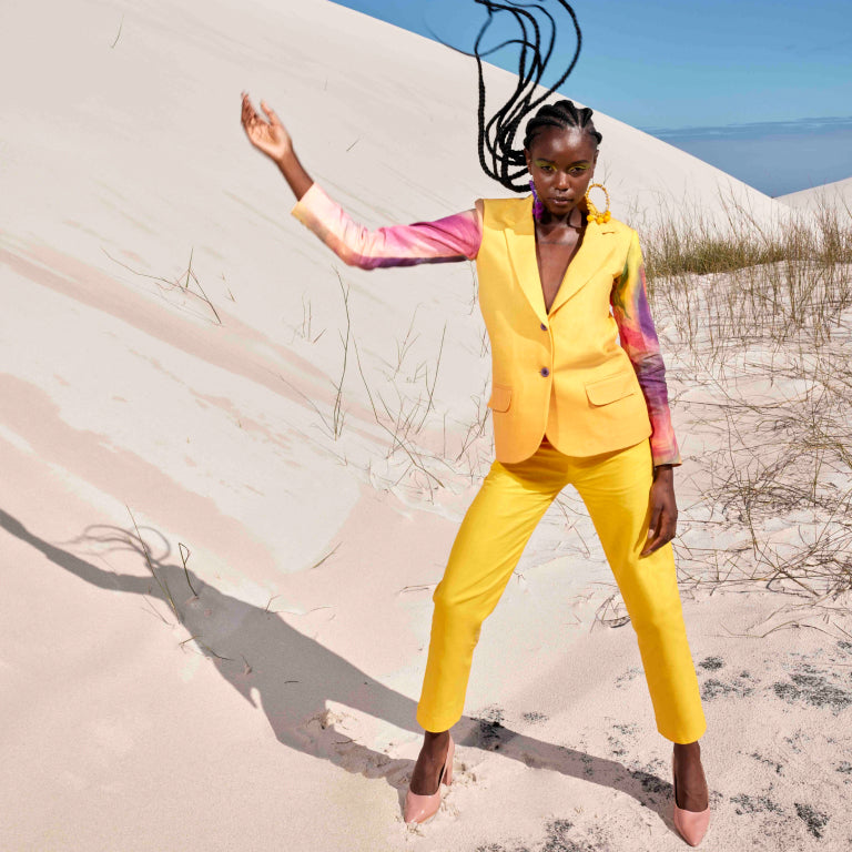 BLAZER WITH CHAOS HAND PAINTED SLEEVE AND CROPPED PANT