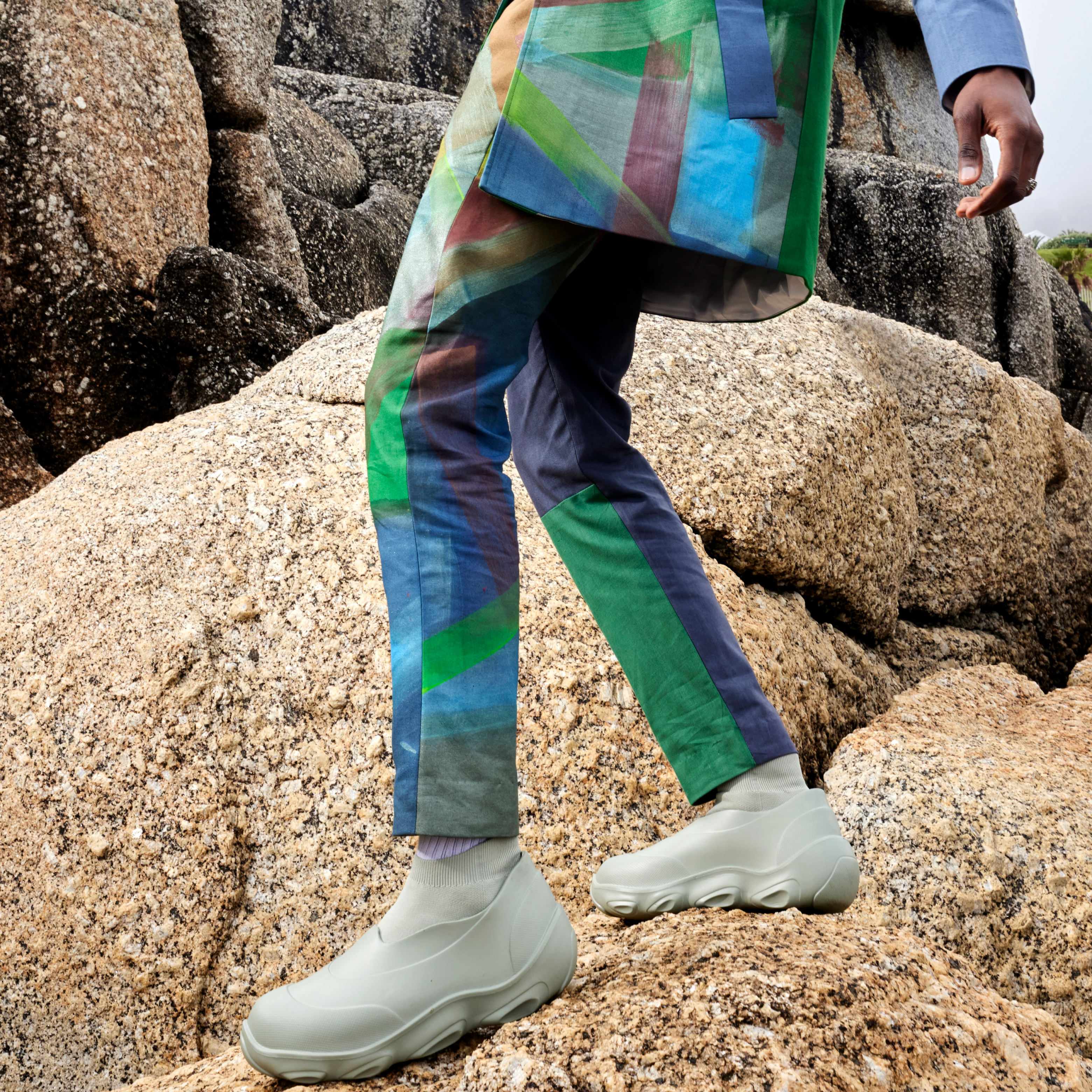 MID LENGTH HAND PAINTED TRENCH AND TROUSERS