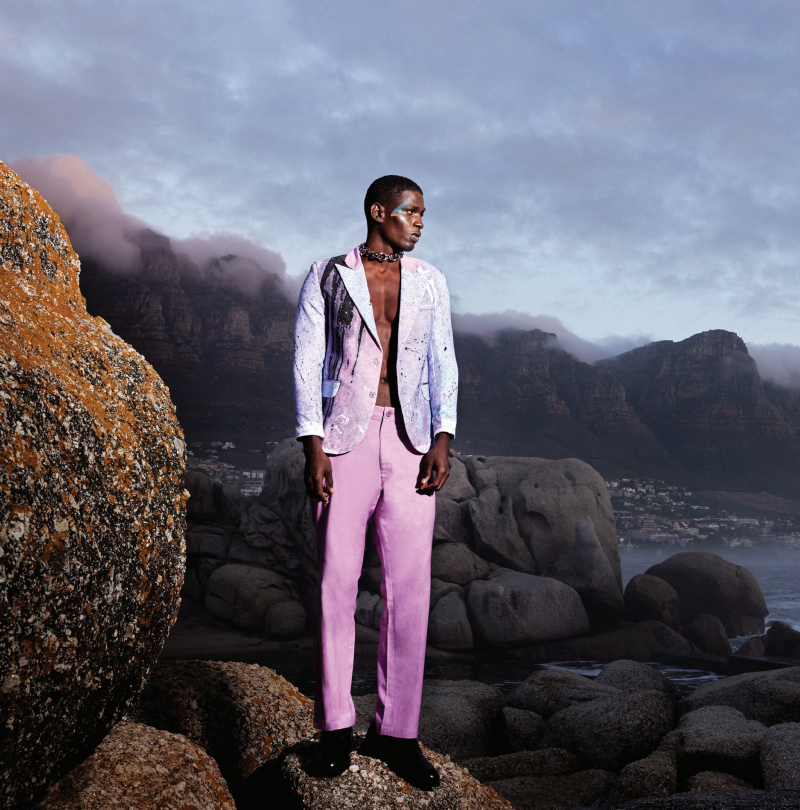 HANDPAINTED CHAOS BLAZER AND PARACHUTE TROUSERS
