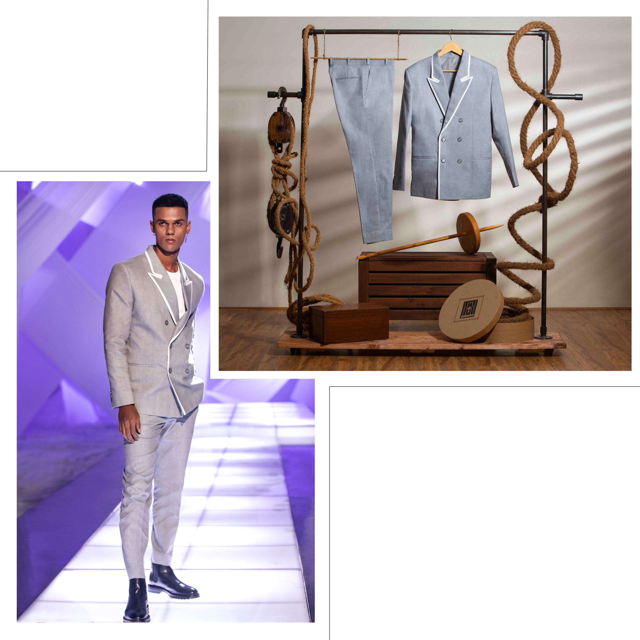 Peak Lapel Jacket with White Trimming