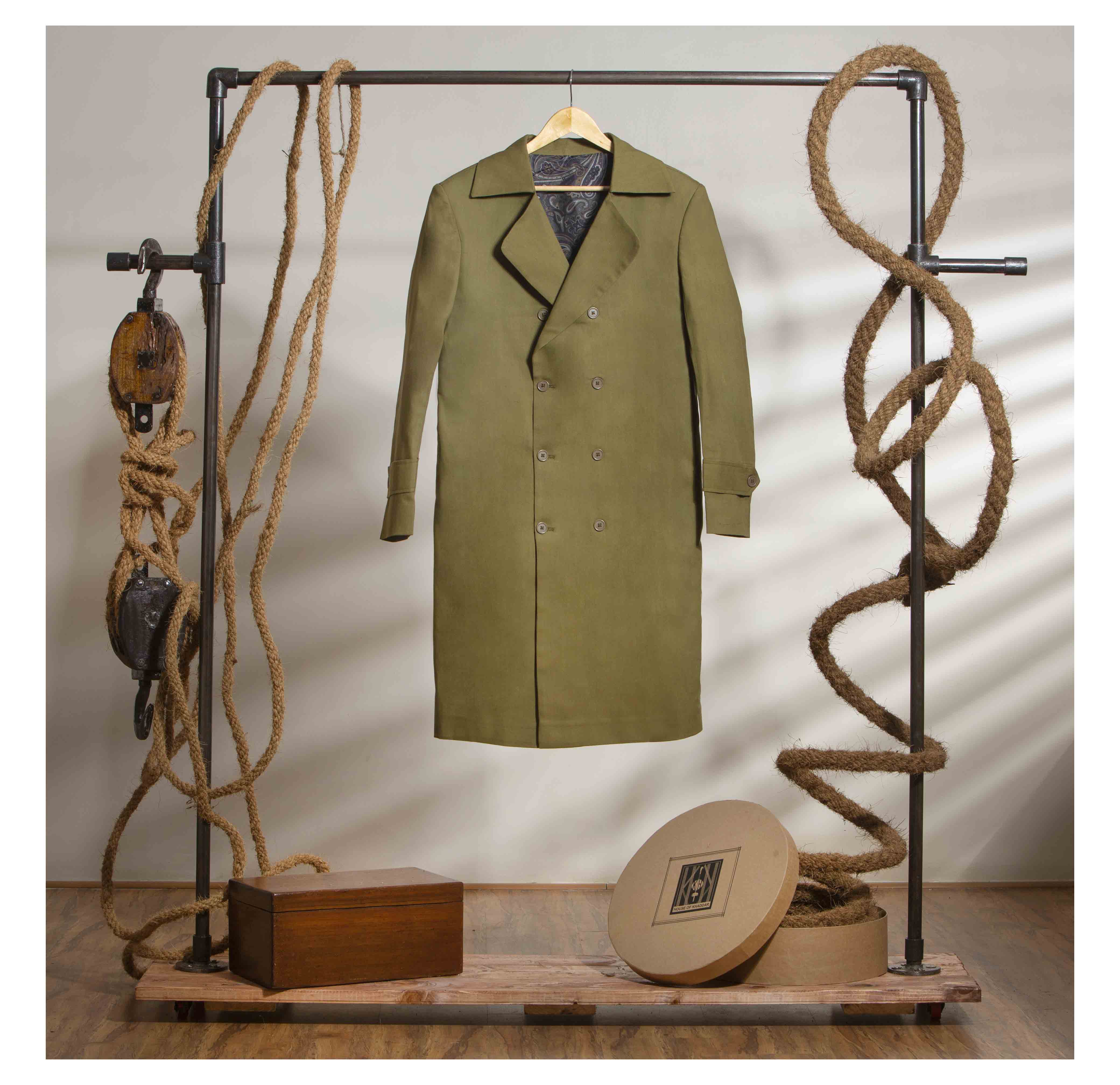 DOUBLE BREASTED COAT - OLIVE BRANCH- 022