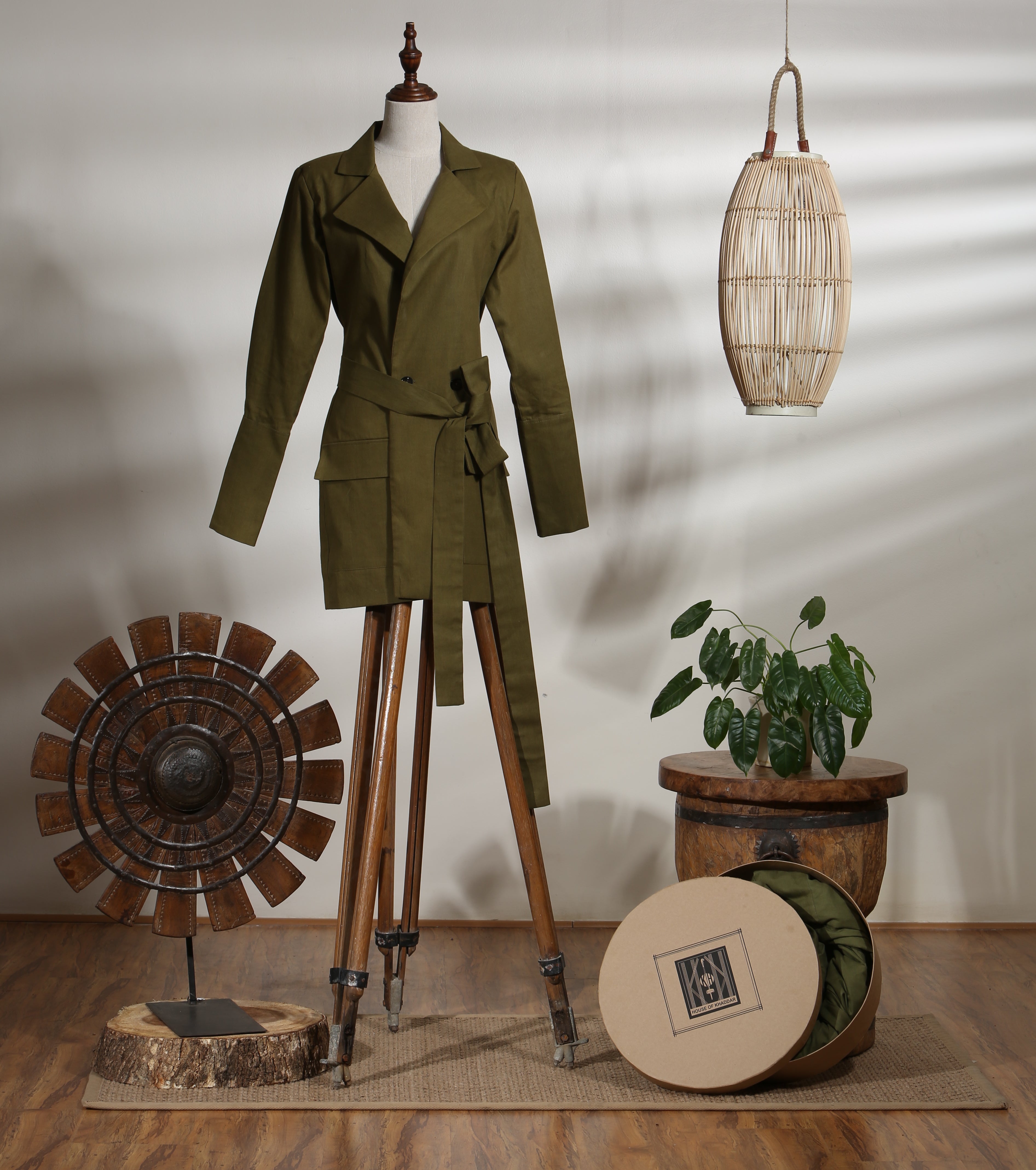 MID LENGTH JACKET WITH PANTS - OLIVE BRANCH