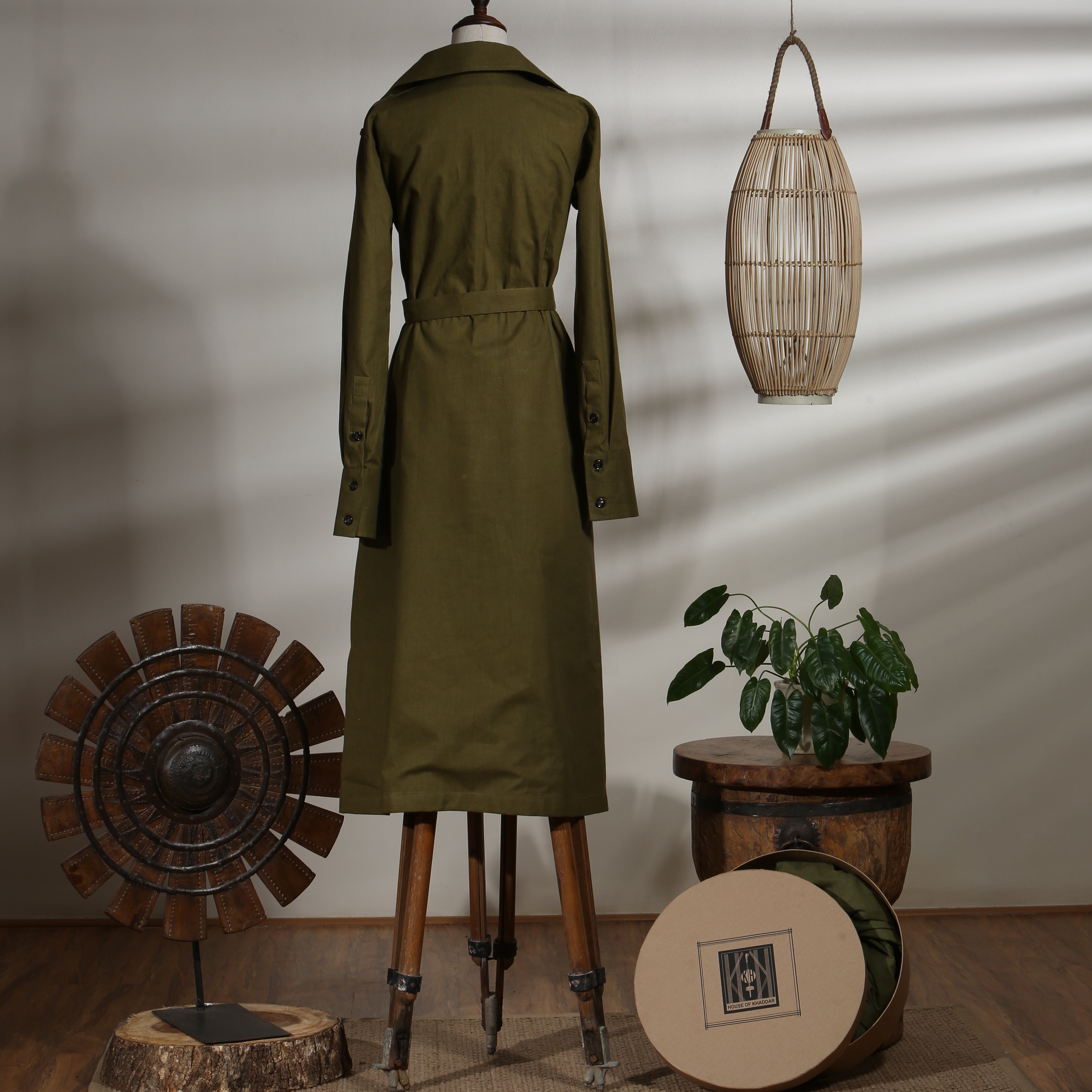 Double Breasted Trench Dress - Olive Branch